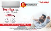 TOSHIBA 1 Ton 3 Star Inverter Split AC (Copper, RAS-13HKCV3G-INT +RAS-13HACV3G-INT, Gloss White)