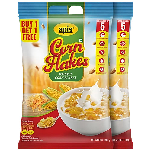 Apis corn flakes toasted corn flakes buy 1 get 1 free 500g