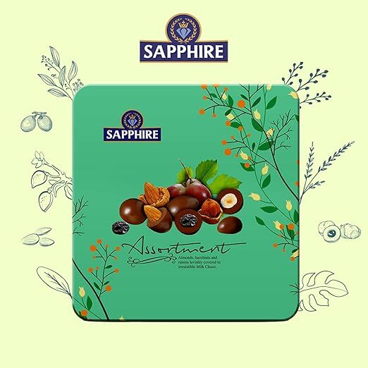 Sapphire Assortment Almonds Hazelnuts And Raisins Lavishly Covered in Irresistible Milk Choco