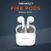 Fire-Boltt Fire Pods Ninja G201 Earbuds TWS IWP HD Calls, Quick Charge 24hrs playback Bluetooth Headset (White, True Wireless)