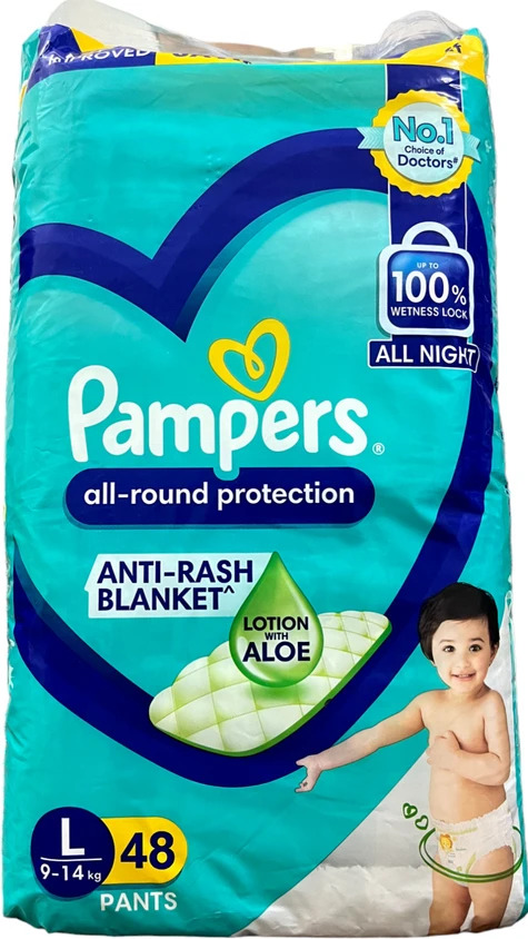 Pampers All-Round Protection Anti-Rash Blanket L 9-14Kg, 48Pants+10free