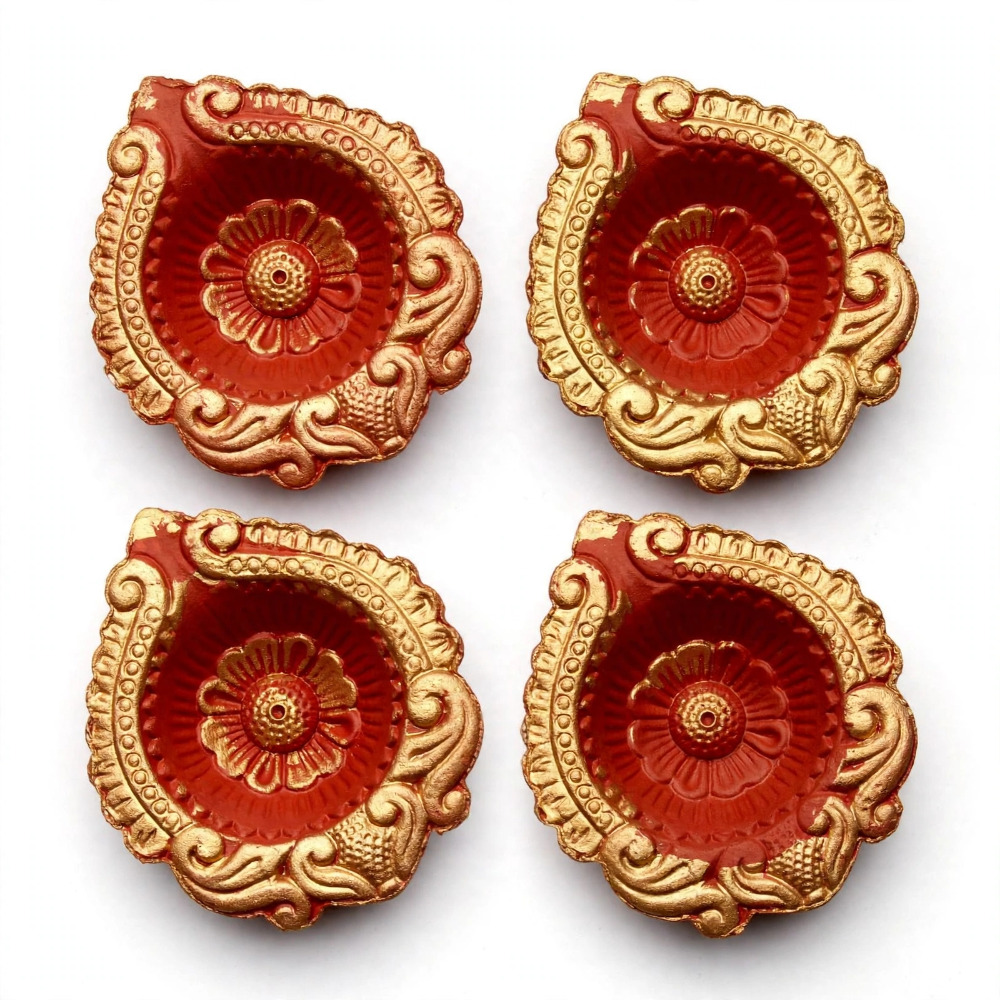 Khushi's Handcrafted Decorative Diyas 4pcs