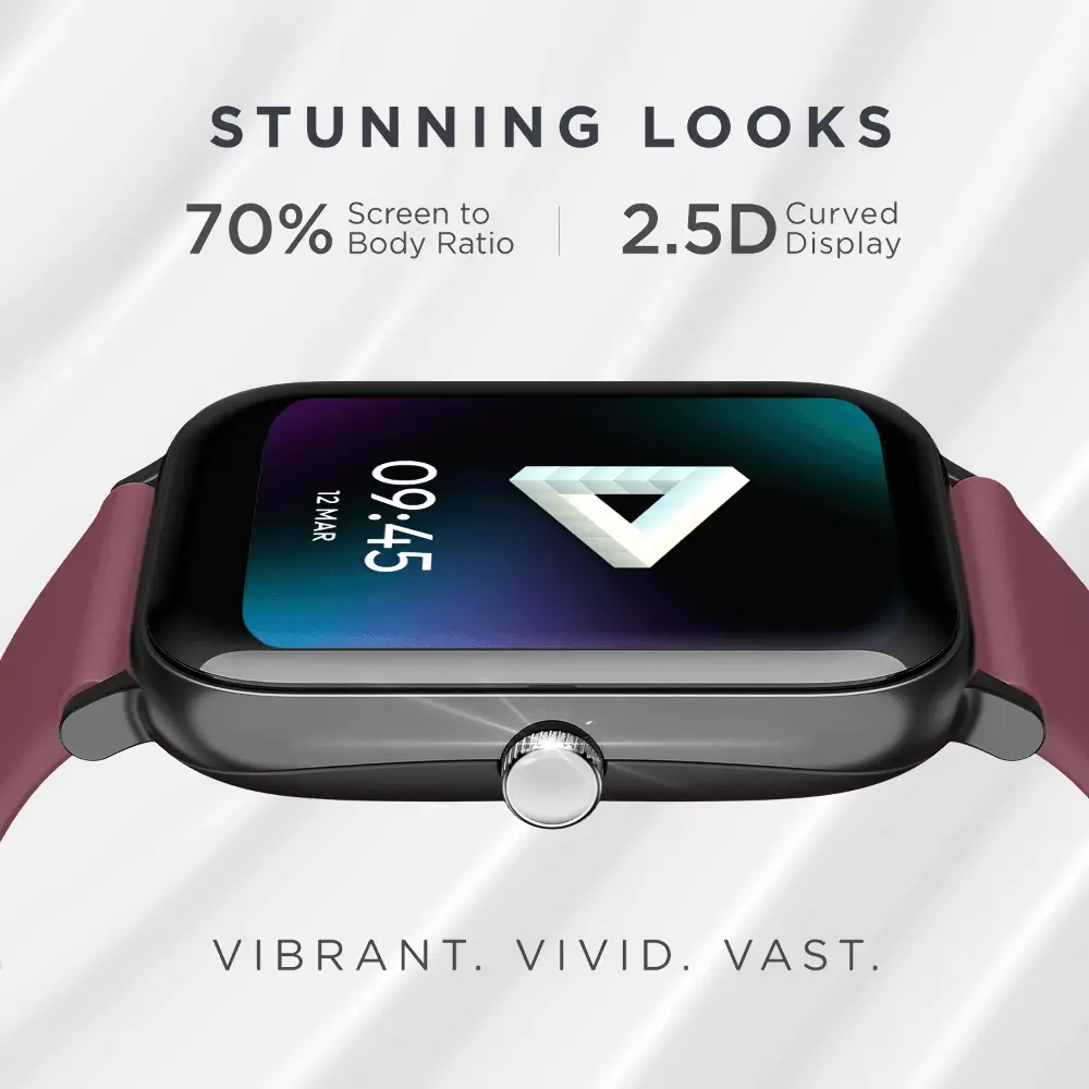 boAt Wave Infinity with 1.85" HD Screen, Functional Crown and Bluetooth Calling Smartwatch (Charcoal Black Strap, Free Size)