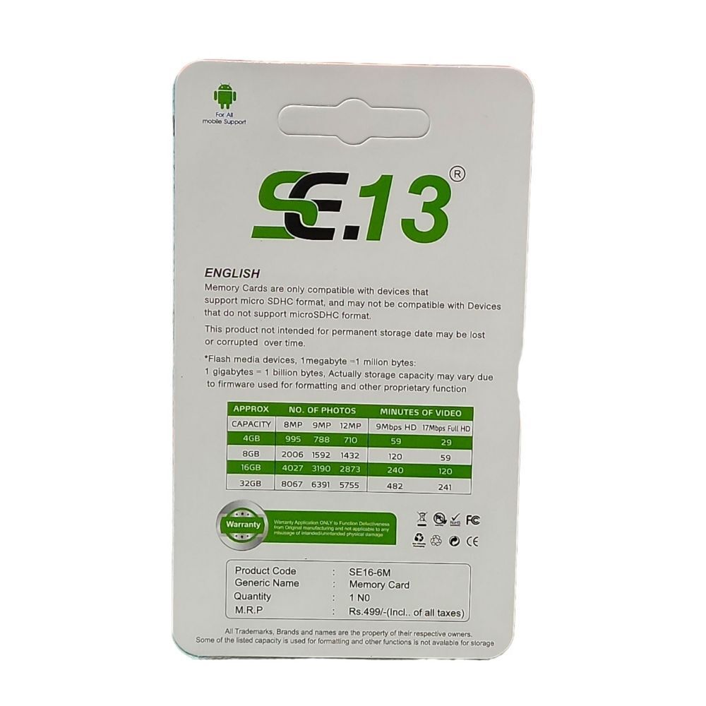SE 13 16GB Memory card class 10