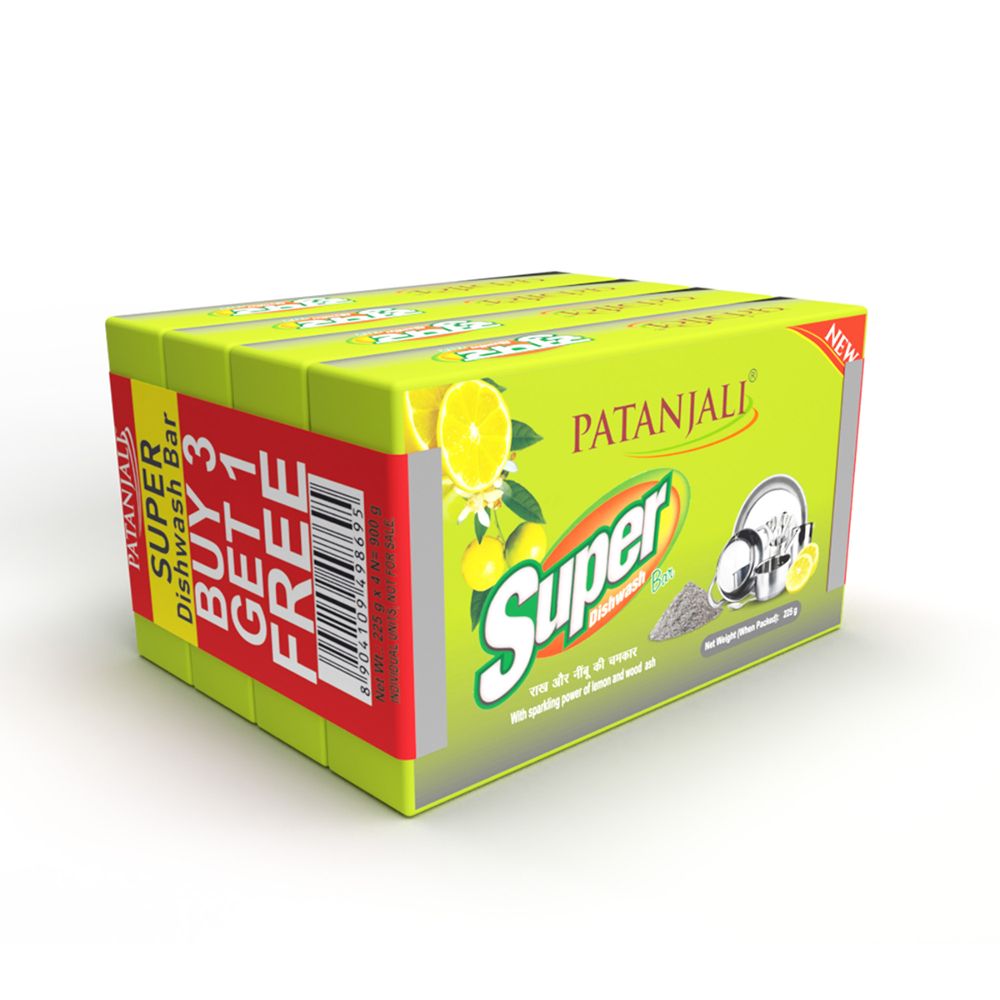 Patanjali Super Dishwash Bar (4*225g) 900g