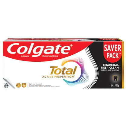 Colgate Total Charcoal Deep Clean Antibacterial Toothpaste - Saver Pack, 300 g