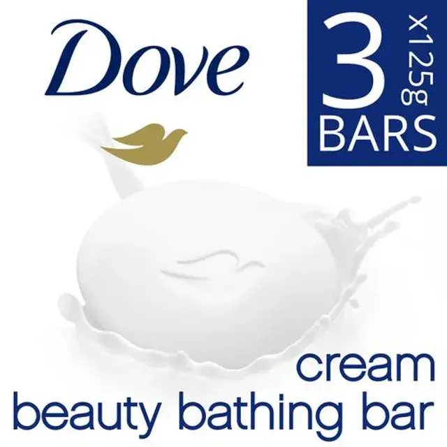 Dove Cream Beauty Bathing Bar, Has 1/4th Moisturizing Cream, 125 g (Pack of 3)