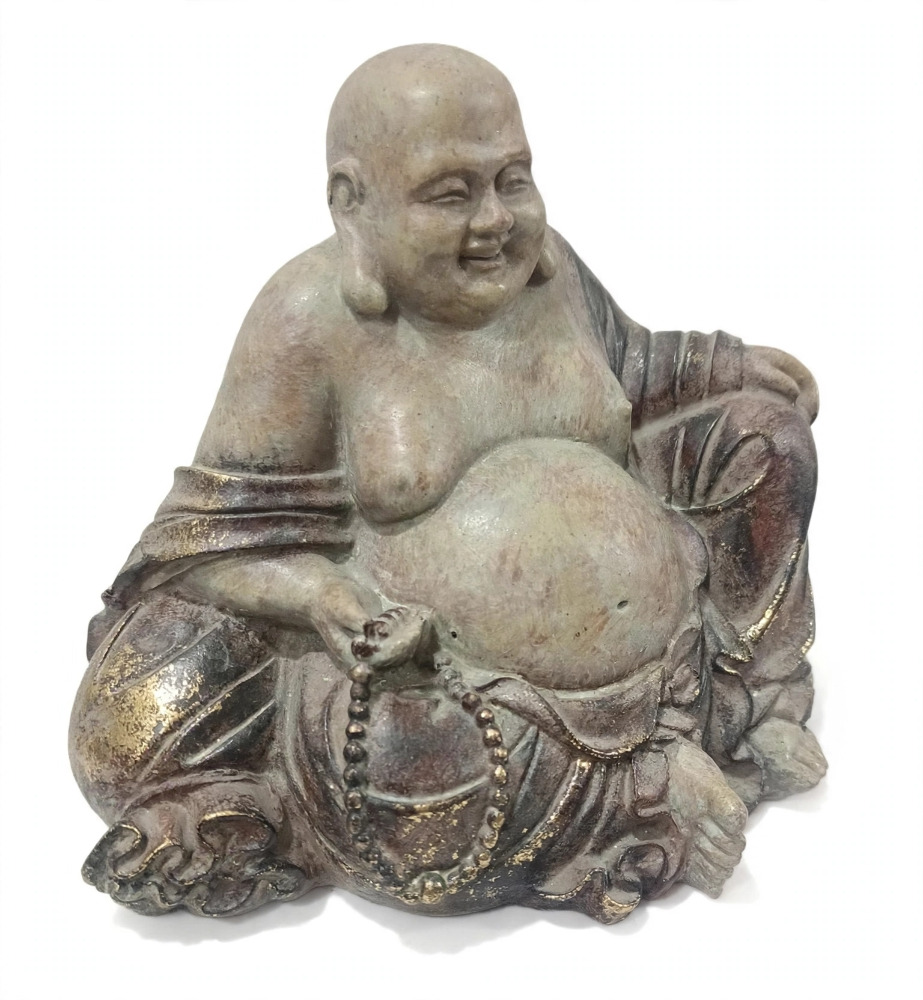 Premium Handcrafted Resin Laughing Buddha Statue With Antique Stone Finish