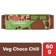 Britannia Gobbles 100% Veg Bar Cake - Chocolate, Soft & Fluffy Snack, 60 g