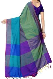Women Soft Cotton Silk Banarasi Saree Free Size with Blouse Piece