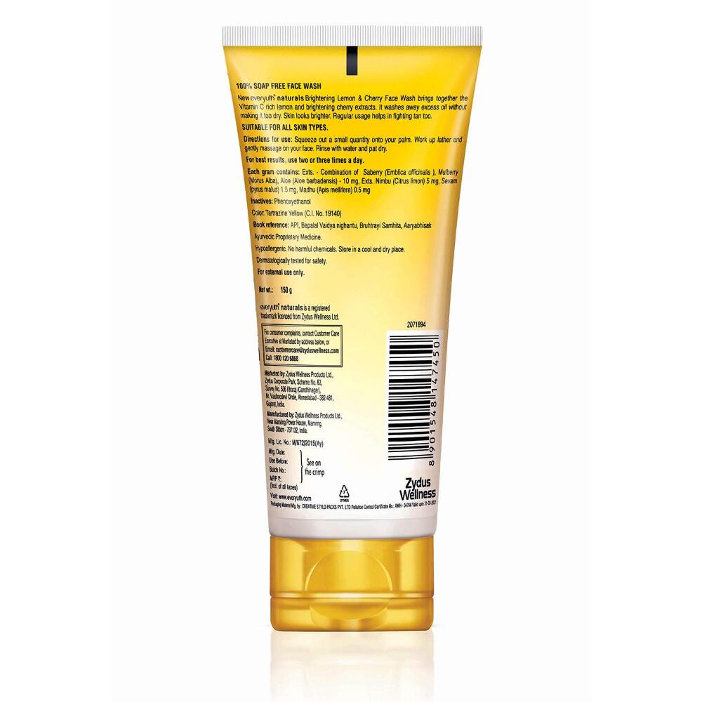 Everyuth Naturals Brightening Lemon and Cherry Face Wash, 150 gm