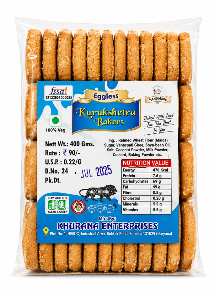 Kurukshetra Bakers 100% Veg SPL. Ajwain Biscuits 400gm