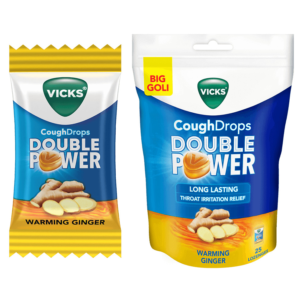 Viksh Coughrops Double Power Long Lasting Warming Ginger