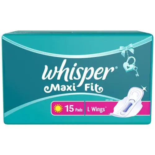 Whisper Sanitary Pads - Maxi Fit L Wings, 15 Pads