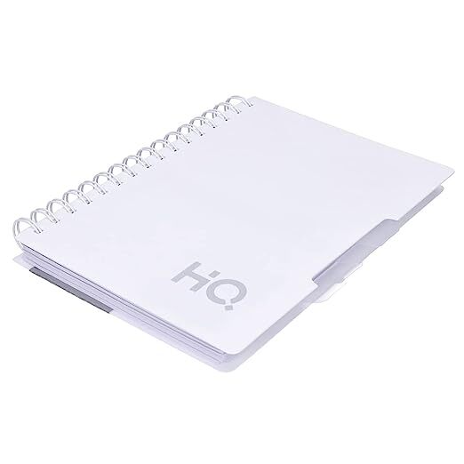 Navneet HQ | Five Subject Spiral Wiro Bound Notebook - Single Line | 17.6x25 cm |Single Line |300 Pages |White