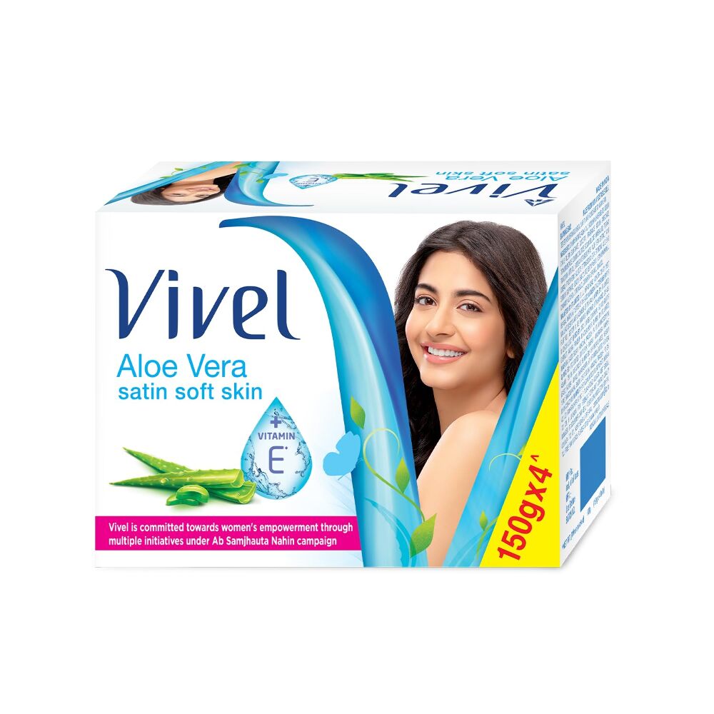 Vivel Aloe Vera Satin Soft Skin Soap 150 g ( Pack of 4 )