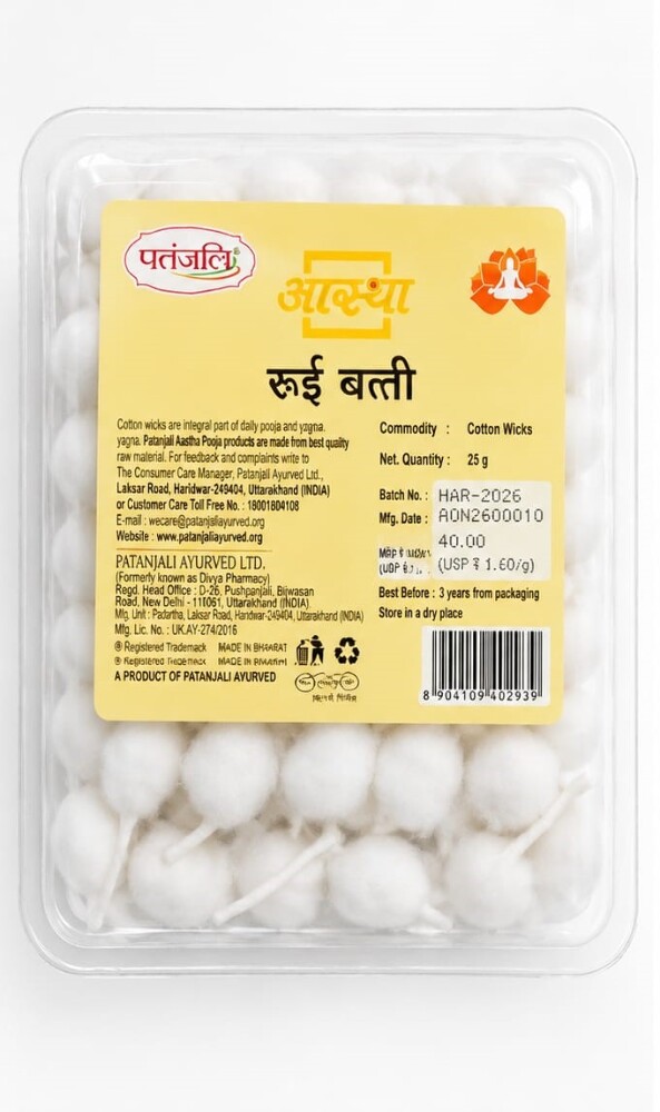 Patanjali Aastha Cotton Wicks 25gm