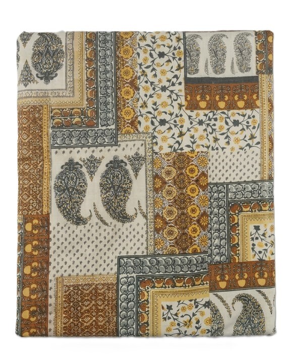 VI-Casa Ajark Print Bed Sheet 3M X 3M & Pillow Cover 46 X 69cm 3U