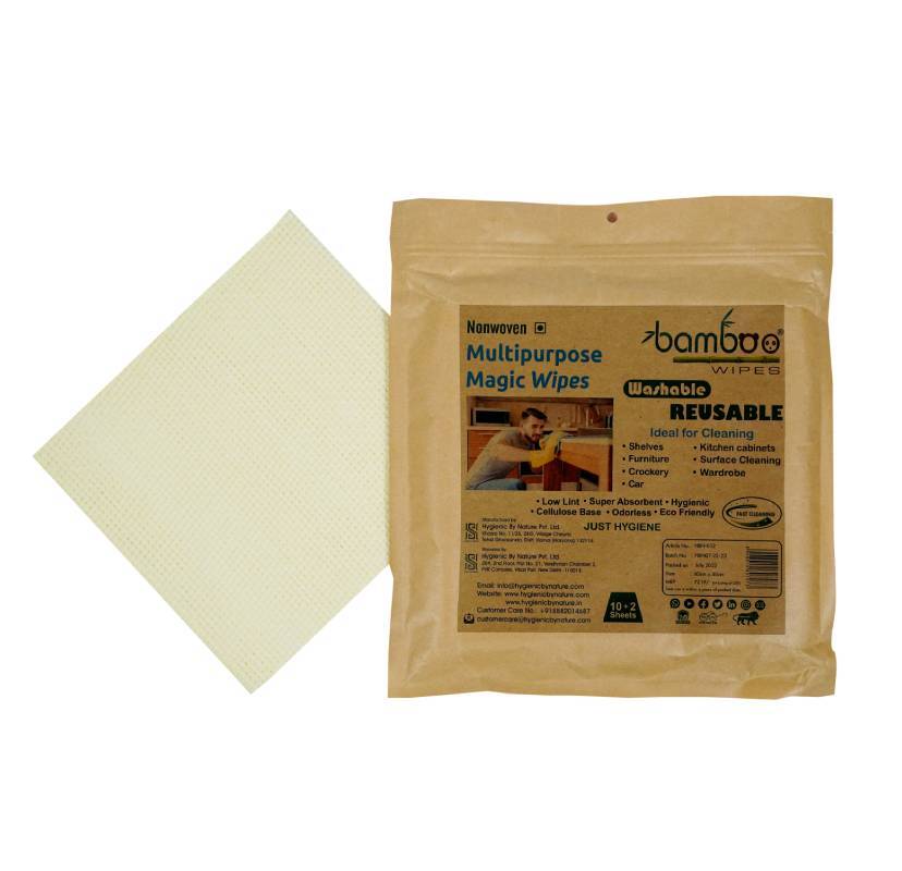 Bamboo Nonwoven Multipurpose Magic Wipes 40cm*40cm 10+2 Sheets