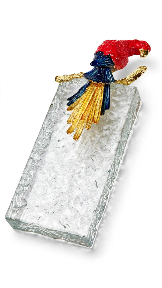 Crystal Frosted Bird Decor Sculpture 1pc