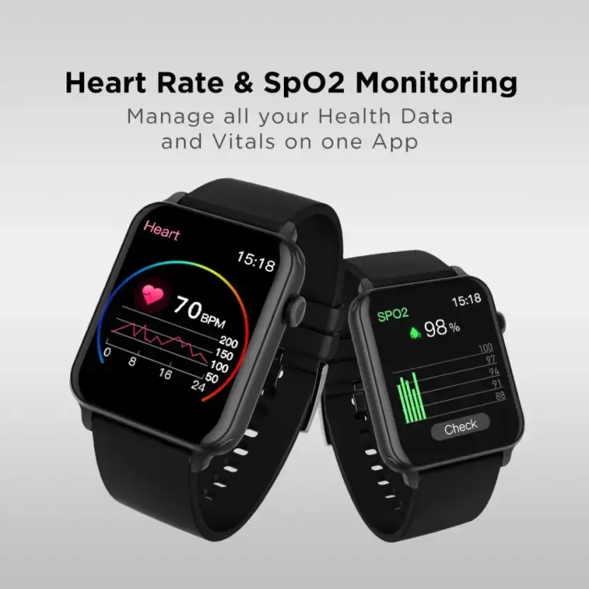 boAt Wave VOICE Bluetooth Calling 1.69" HD Curved Display SpO2 & HR Monitoring Smartwatch (Charcoal Strap, Regular)