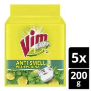 Vim Extra Anti Smell Pudina Dishwash Bar 200 g (Buy 4 Get 1 Free)