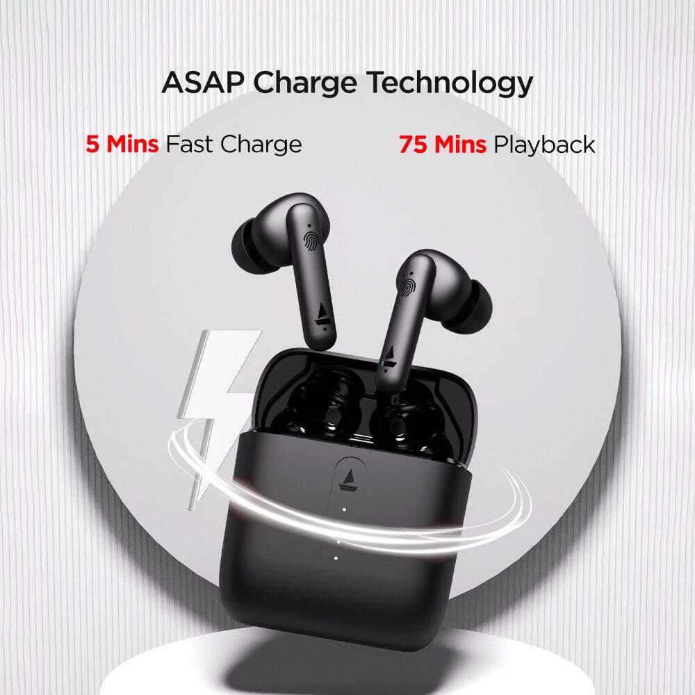 boAt Airdopes 141 Bluetooth Truly Wireless in Ear Headphones with 42H Playtime,Low Latency Mode for Gaming, ENx Tech, IWP, IPX4 Water Resistance, Smooth Touch Controls(Bold Black)