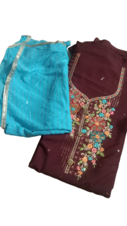 Latest Design Mehroon Sky Blue Cotton Suit