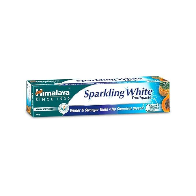 Himlaya Sparkling White Toothpaste Papaya & Pineapple Enzymes, 80G