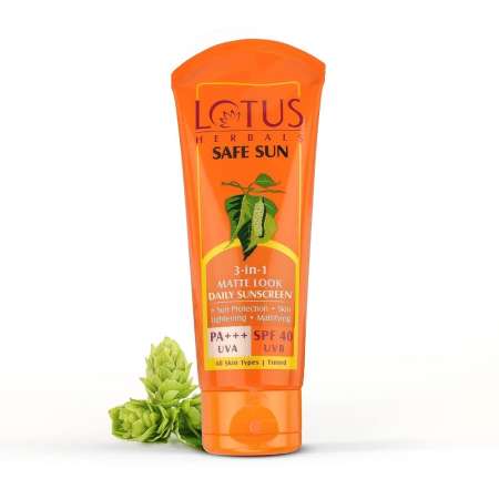 Lotus Herbals Safe Sun 3 In 1 Matte-Look Daily Sunscreen SPF 40 PA+++, 100 gm