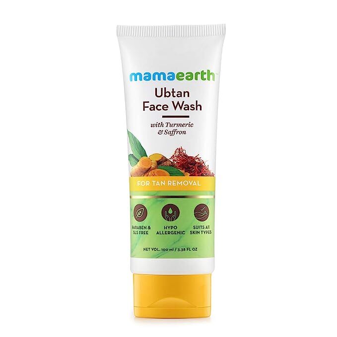Mamaearth Ubtan Face wash with Turmeric & Saffron For Tan Removal, 100 ml