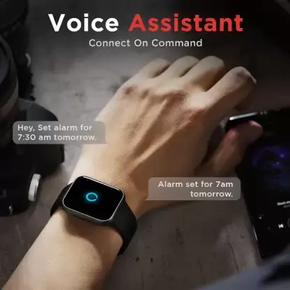 boAt Wave Connect with Bluetooth Calling, Voice Assistant and 1.69" HD Display Smartwatch (Black Strap, Free Size)