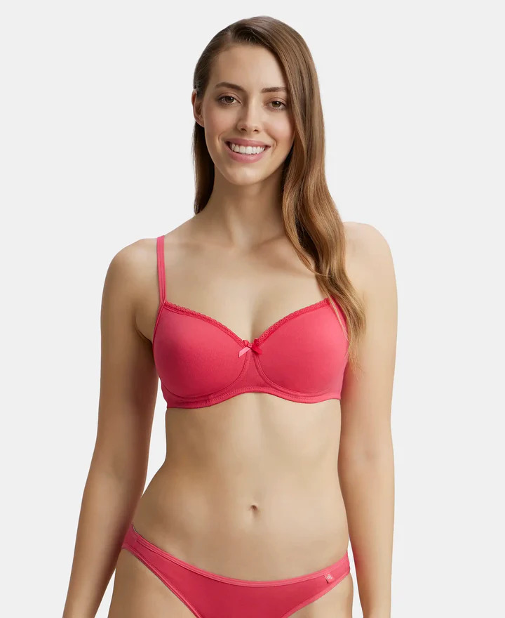 Jockey Women Fashion Essentials Wire Free Padded Bra 1723-01 Stretch (38C ) Ruby