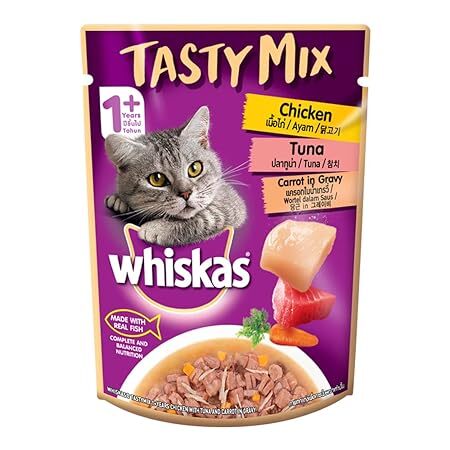 Whiskas Tasty Mix Tuna With Kanikama & Carrot in Gravy Adult Wet Cat Food 70g