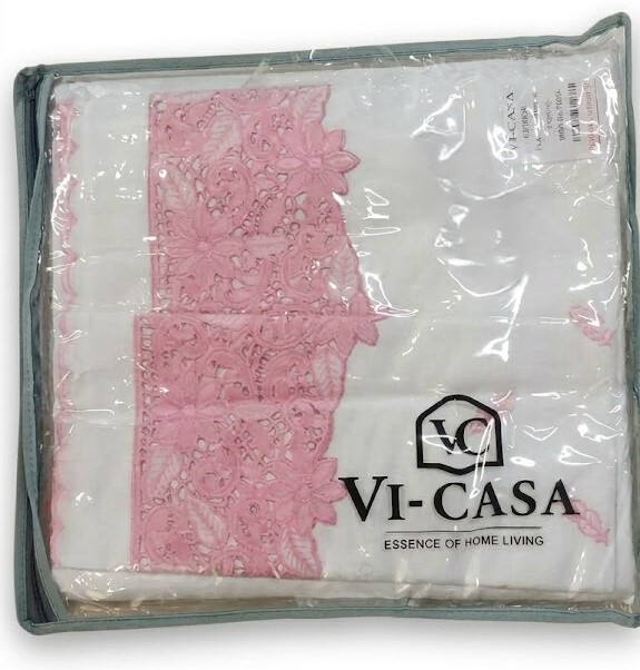 VI-Casa Cutwork King Size Bed Sheet & Pillow Cover 3U