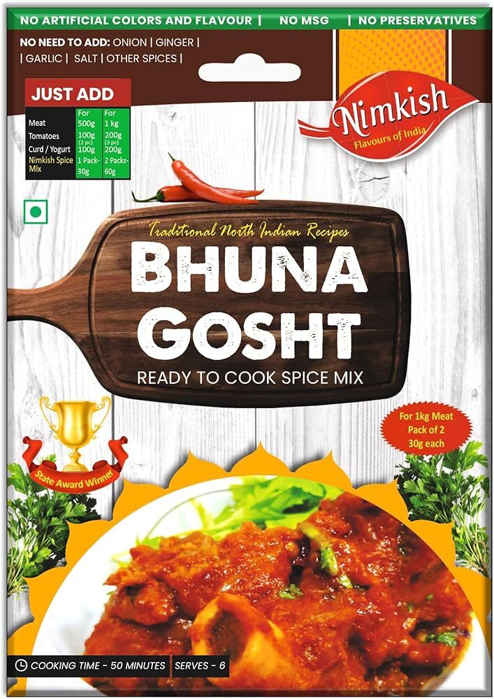Nimkish Bhuna Gosht Ready to Cook Spice Mix Masala 60g