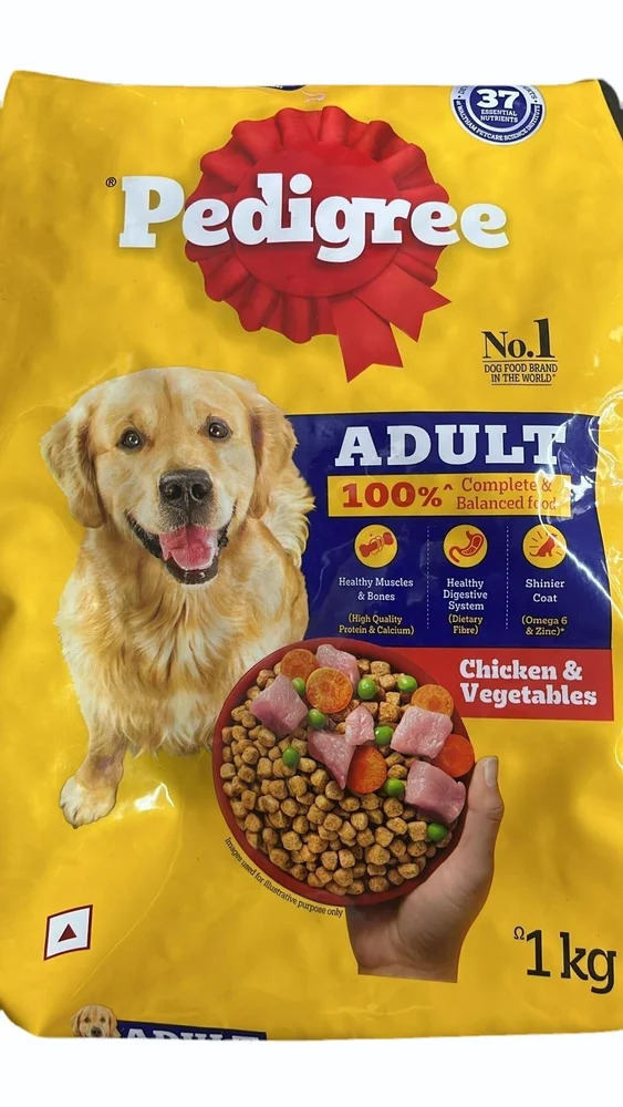 Pedigree Dry Food for Adult Dogs, Chicken & Vegetables Flavour, 1 kg Pack