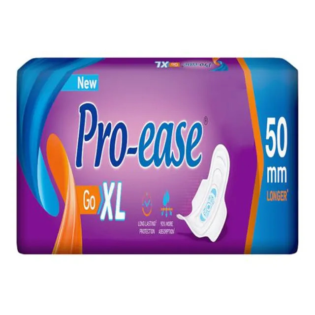Pro-ease Sanitary Pads - Go XL Pads, 3X Absorption, Odour Control, 6 pcs