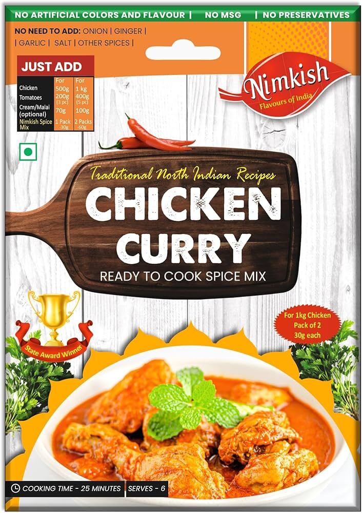 Nimkish Chicken Curry Ready to Cook Spice Mix Masala 60g