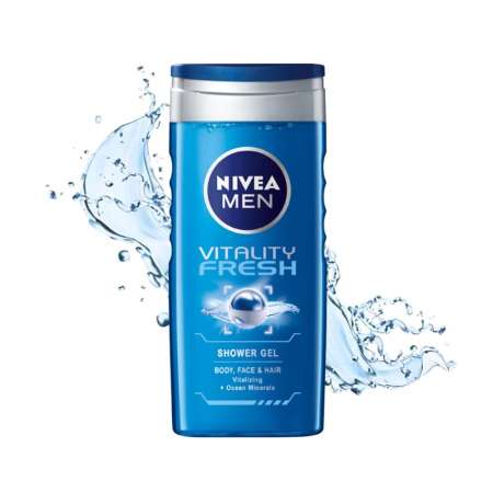 Nivea Vitality Fresh Shower Gel with Ocean Minerals for Body, Face & Hair, 250 ml