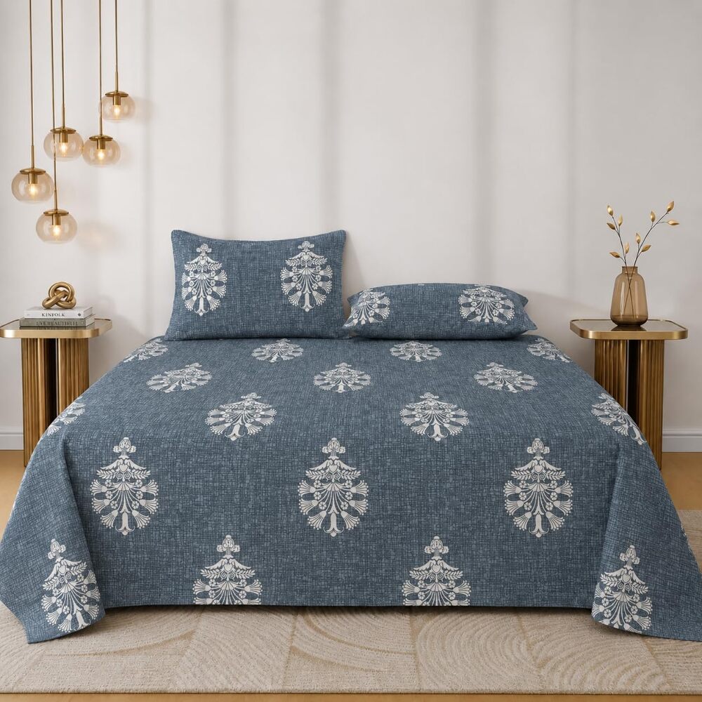 VI-Casa Rosy Queen King Size Bed Sheet & Pillow Cover 3U