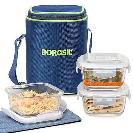 Borosil Glass Lunch Box 320ML*3 BGFGBTIF0001