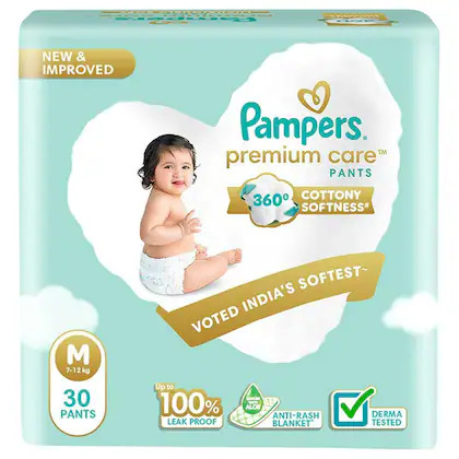 Pampers Premium Care Pants Cottony Softness M 7-12Kg, 30Pants