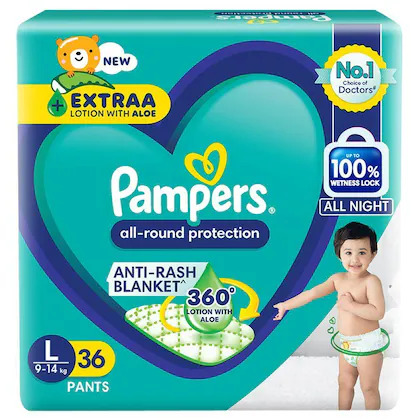 Pampers All-Round Protection Anti-Rash Blanket L 9-14Kg, 36Pants+4 extra