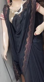 Black Saree with Golden border