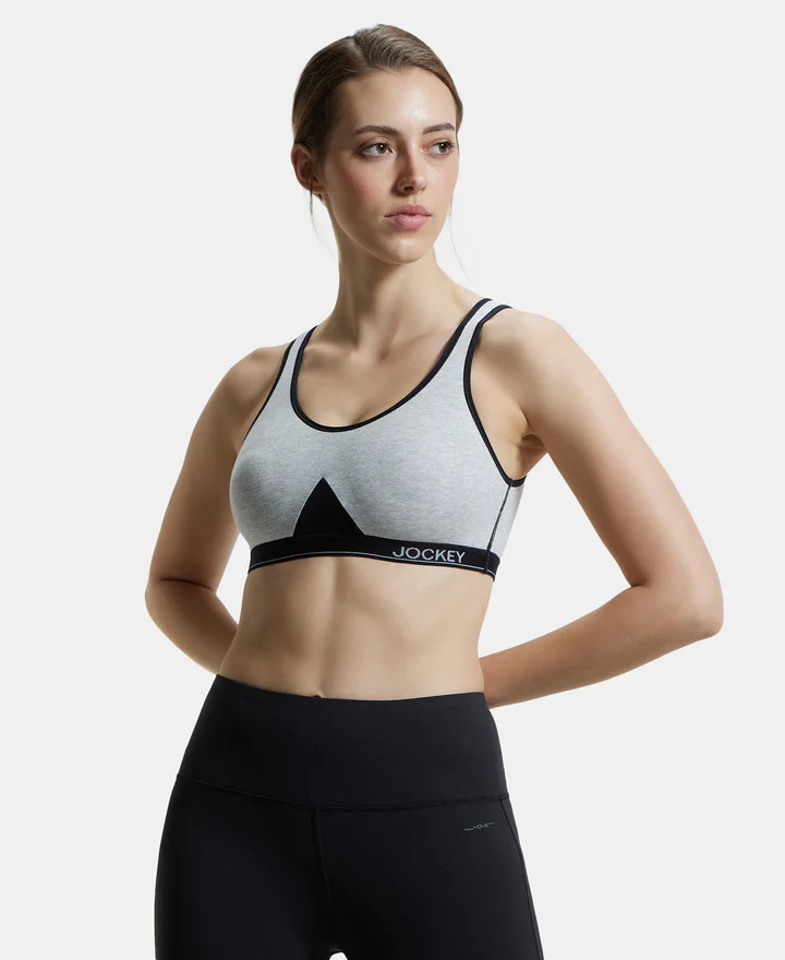 Jockey Women Athleisure Active Bra 1376-01 Stretch (S Size) Steel Gry Melange