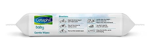 Cetaphil Baby Gentle Wipes 40'S With Aloevera & Vitamin E 10 Hrs Moisturisation - Biodegradable