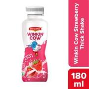 Britannia Winkin Cow Strawbericious Thick Milk Shake- Sweet Fruity Flavour, 180 ml Bottle