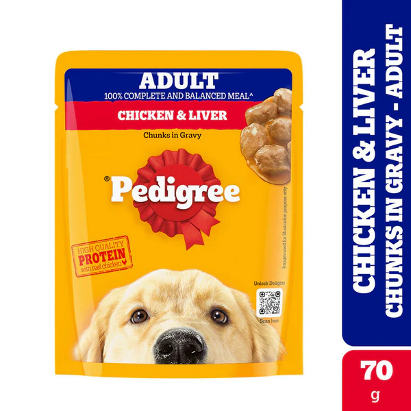 Pedigree Adult Chicken & Liver Chunks In Gravy 70g