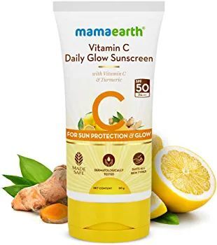 Mamaearth Vitamin C Daily Glow Sunscreen with Vitamin C & Turmeric for Sun Protection & Glow - 50 g